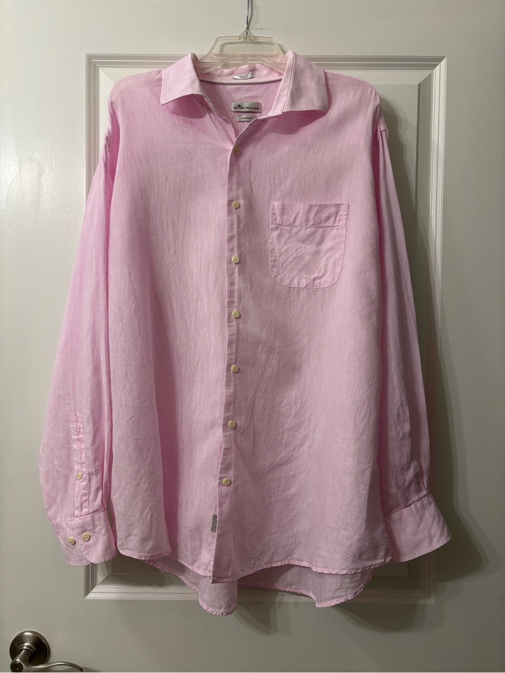 Peter Millar Pink Linen long sleeve button down size XL